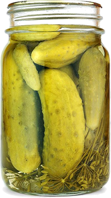 Jar with pickled cucumbers